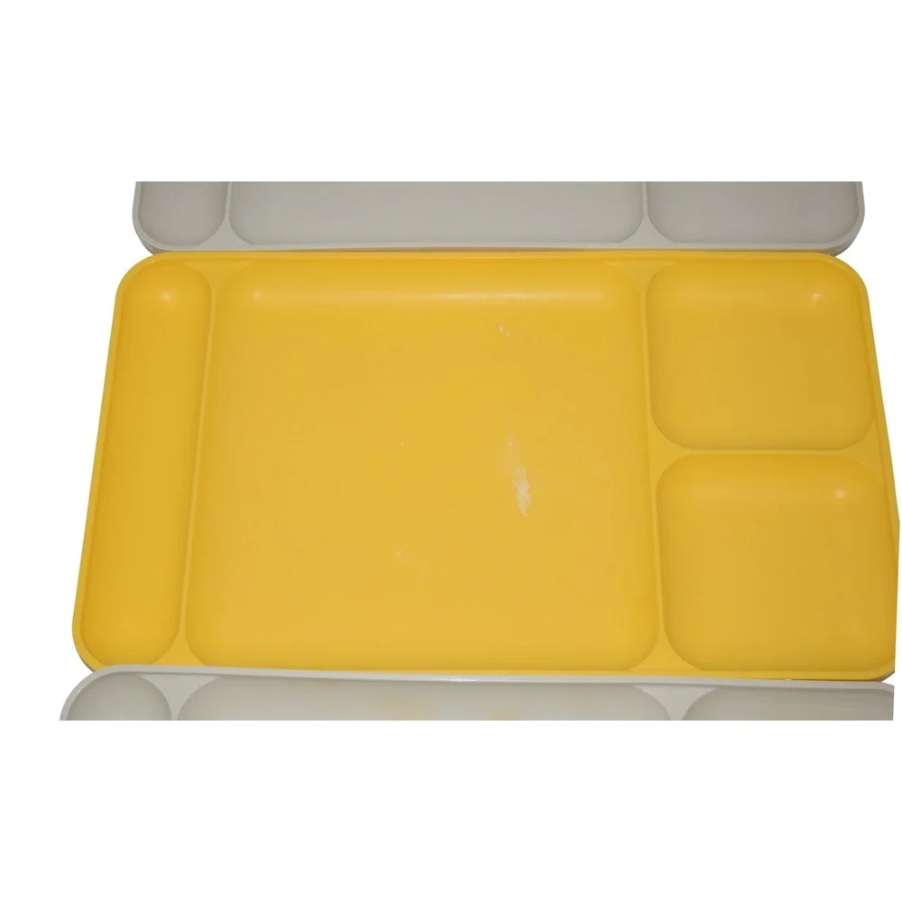 Tupperware‎ Divided Lunch Trays Set of 3 Yellow Cream Retro Fair Compartment